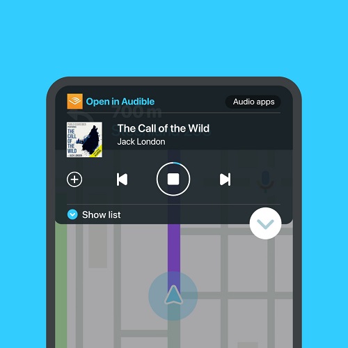 listening to audible in waze
